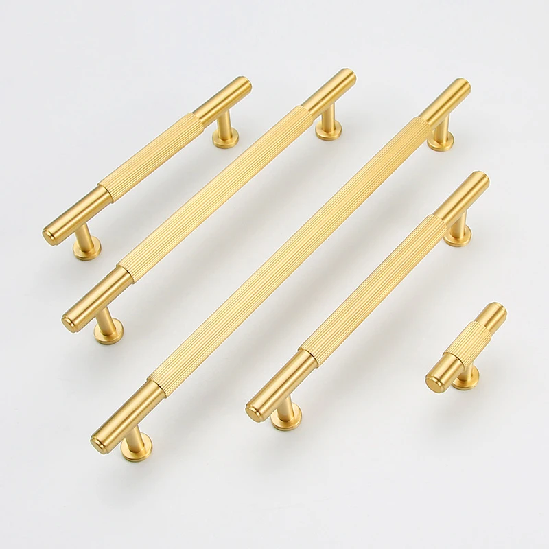 Elegant 4PCS Solid Pure Brass Furniture Pulls Handle Stripe Drawer Pulls Pens Cupboard Wardrobe Kitchen Dresser TV Cabinet Pulls