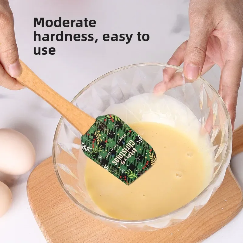 Christmas Series Silicone Scraper Kitchen Baking Tools Cream Butter Wooden Handle Modern Simplicity Butter Spreader