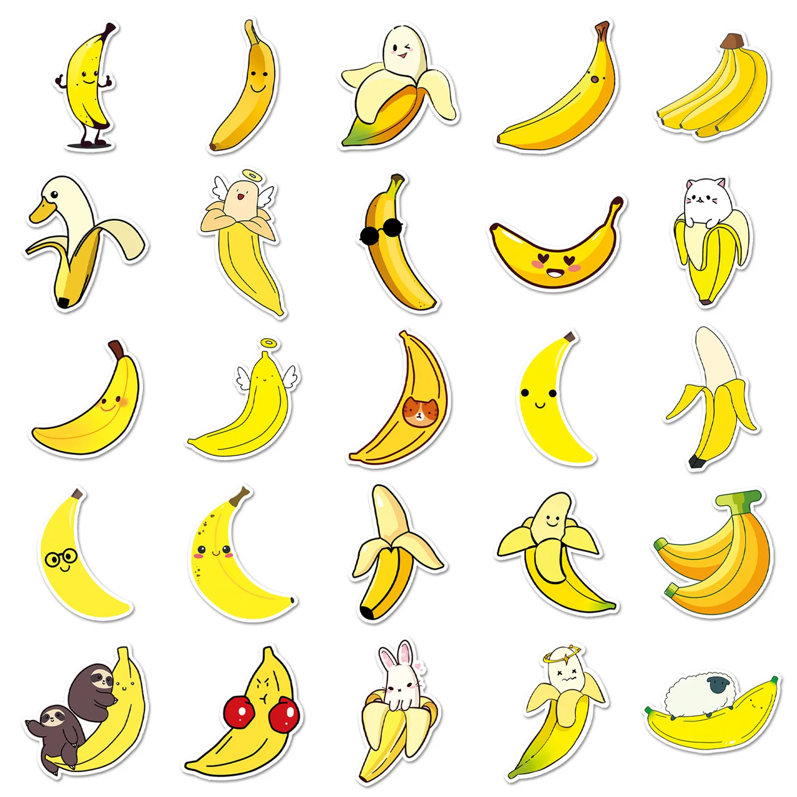 10/30/50PCS Cartoon Banana Fruit Sticker Graffiti Luggage Laptop Helmet Car Computer Pattern Scrapbook Toys Decoration Wholesale