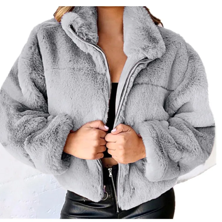 Women Plush Faux Fur Zip Coat, Oversized Soft Zip Front Jacket, Winter Shearling Open Cardigan, Thick Cozy Thermal Outerwear