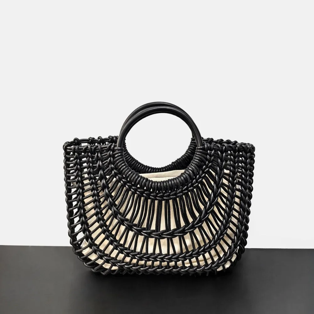 

2025 New Fashion Versatile Straw Hollow Out for Leisure Summer Vacation Women's Portable Weaving Hollow Bag Large Capacity