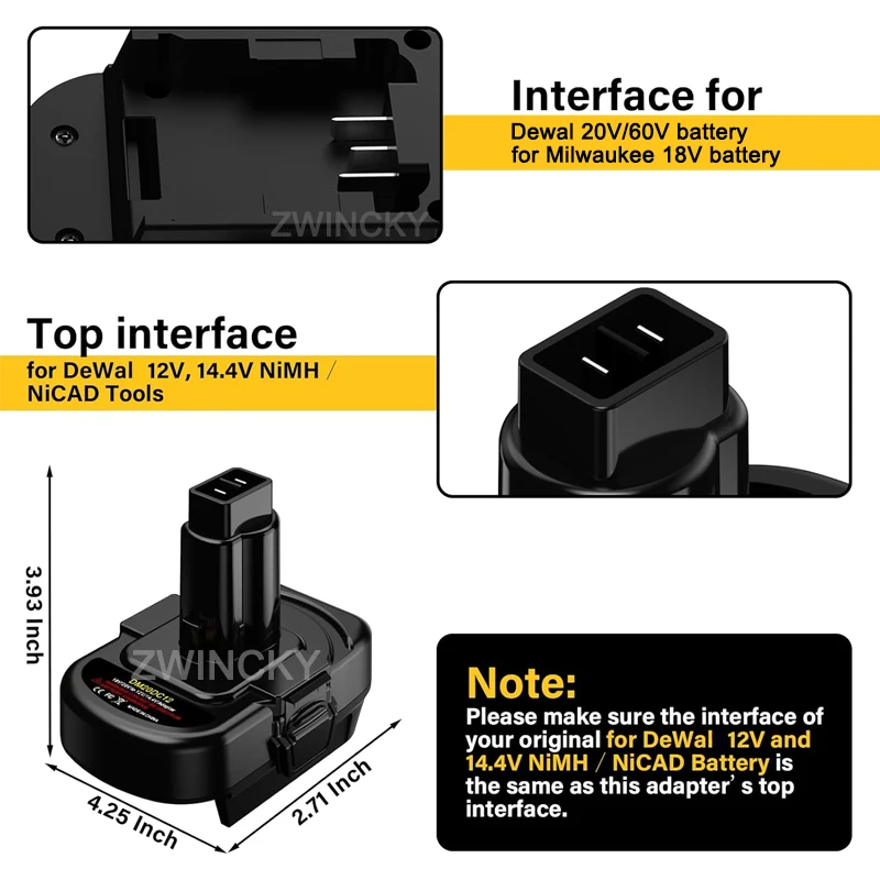 Battery Adapter Converter For Dewal/Milwaukee 18V Li-Ion Battery To For Dewal 12V/14.4V Ni-MH Cordles Power Tool DW9071 DC9071