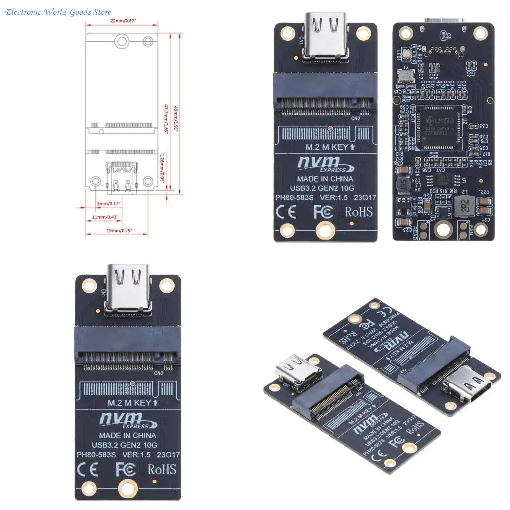 

Корпус жесткого диска A3PD для адаптера SSD M.2 Высокоскоростной адаптер NVME USB 3.1 JMS583