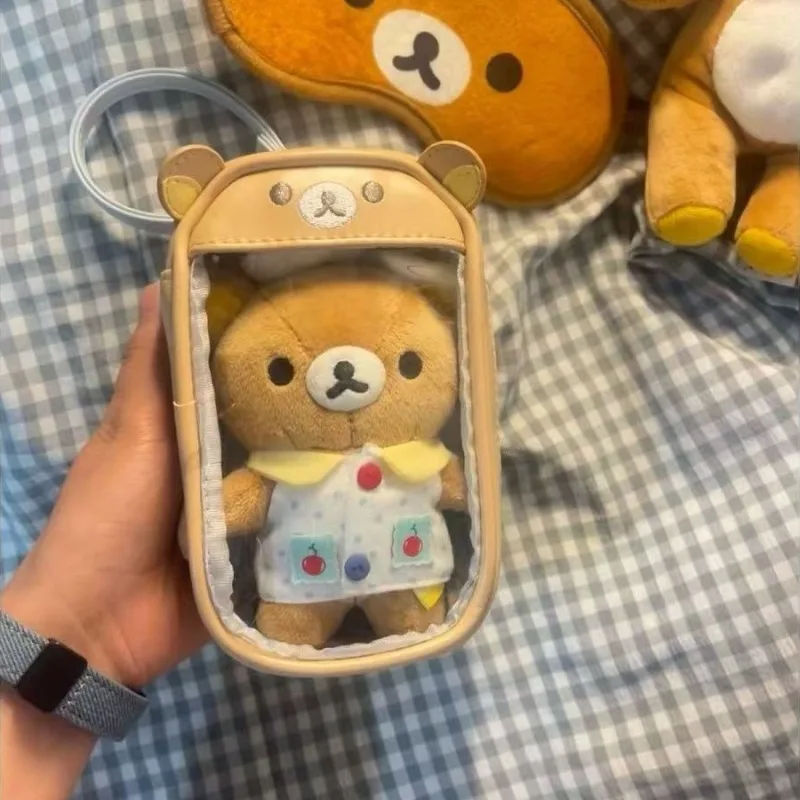 جديد ريترو شفاف Rilakkuma أفخم دمية الألم حقيبة الهاتف المحمول حقيبة التخزين المحمولة حقيبة متعددة الوظائف قلادة الديكور