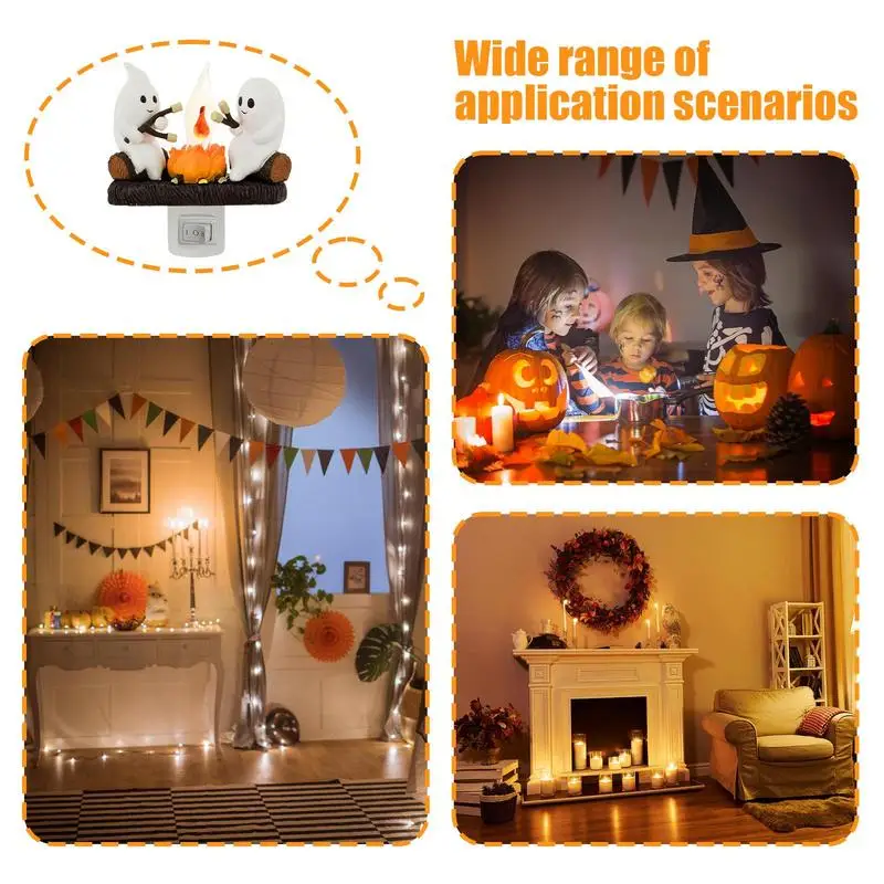 Ghost Campfire Flickering Night Light 2024 Halloween Festival Lantern Fire Night Light Wall Decoration Lovely Lamp