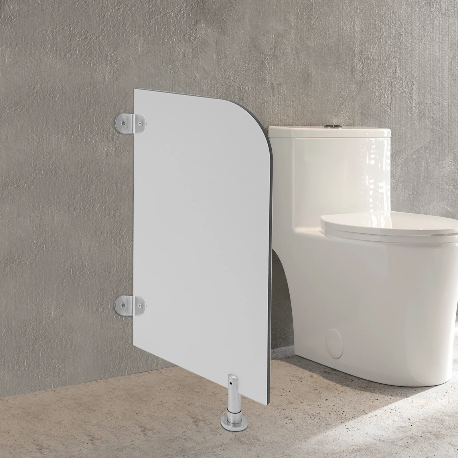 

Gray Modern Wall‑Mounted HPL Toilet Partition, Press‑Processed Scratch‑Fade‑Resistant Panel For Children Privacy Protection
