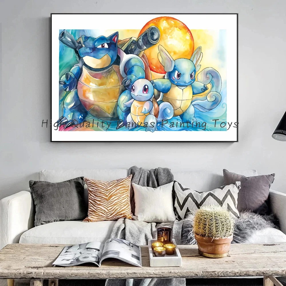 Pokemon Abstract Anime Watercolor Canvas Painting Charizard Squirtle Ink Wall Art Decor Poster Printing Modern Picture Room