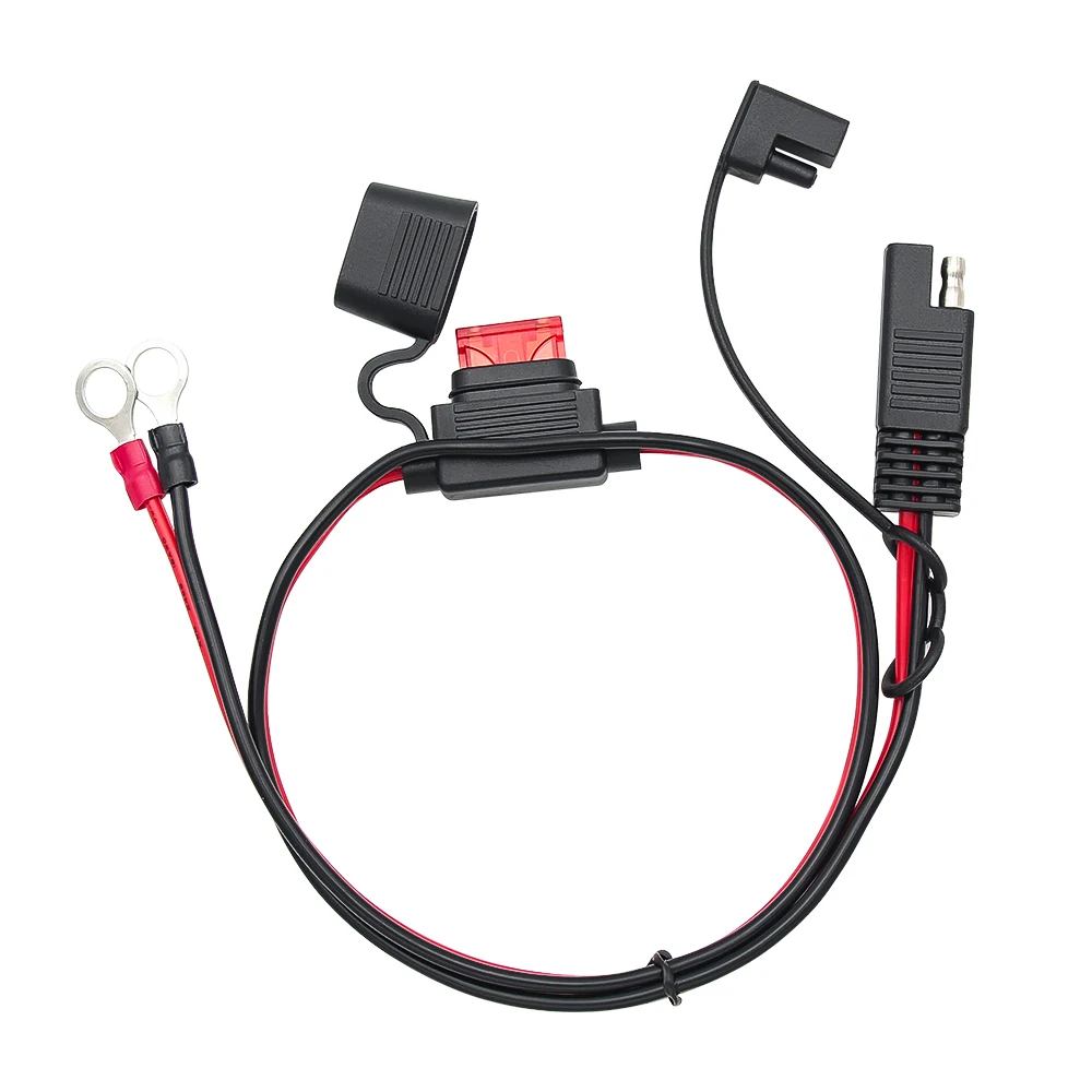 Charger Cable For Motorcycle Battery Terminal to SAE Extension Cable 60cm 18AWG with 10A Blade Fuse Battery Charger/Maintainer
