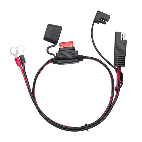 SAE-Verlängerungskabel 60 Cm, 16 AWG, Mit Ringklemmen Und 10A-Sicherung – Für 12–24V Batterieladung SAE-Verlängerungskabel 60 Cm, 16 AWG, Mit Ringklemmen Und 10A-Sicherung – Für 12–24V Batterieladung