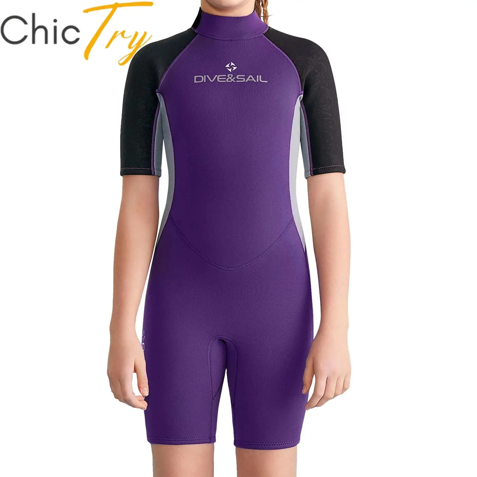 

Kids Girls 2.5mm Neoprene Swimwear Beach Wet Suit Thermal Swimsuit Jumpsuit Swim Jumpsuit for Swimming Surfing Diving Snorkeling