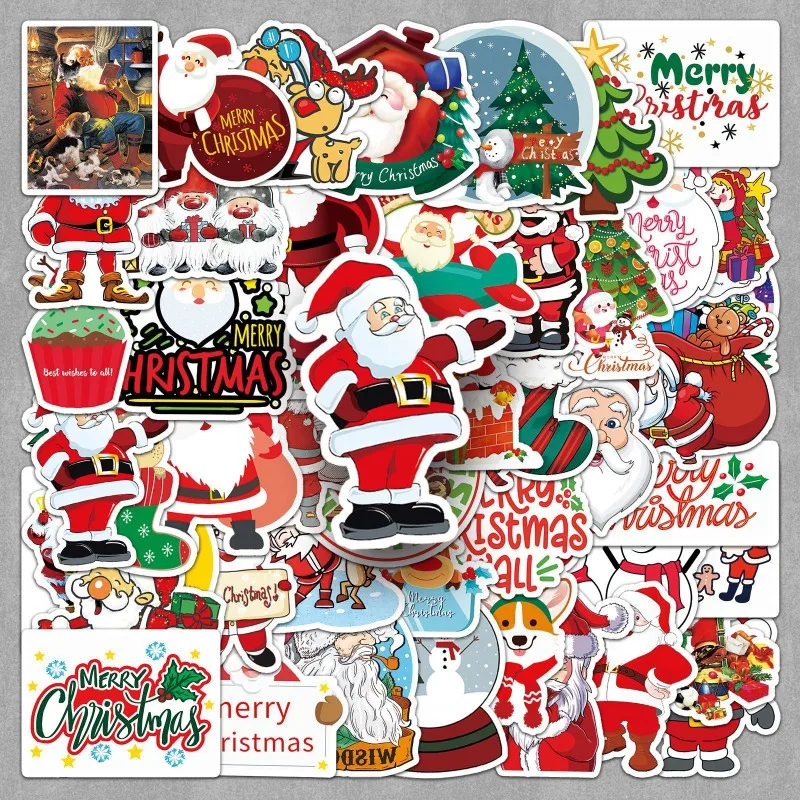 

50 листов/компл., эстетические рождественские наклейки, милый мультяшный Санта-Клаус, наклейка для пузырьковой чашки чая, наклейка Kawaii, школьные принадлежности
