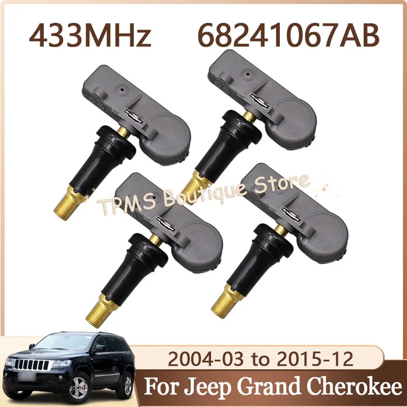 

4 шт. 433 МГц 68241067AB TPMS система контроля давления в шинах для Jeep Grand Cherokee Dodge Challenger зарядное устройство Chrysler 300 Fiat 500