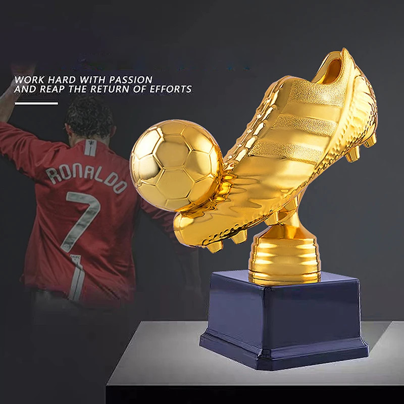 Golden Boot Award Resin Charms Football Match Soccer Fans Souvenir GOLD Plating Shoe Trophy Gift Home Office Decoration Model