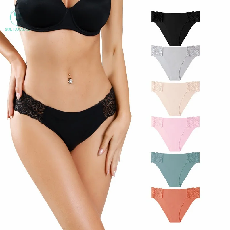 3PCS Thong Ice Silk Women's Underwear Pure Cotton Anti-bacterial Crotch Sport Quick-drying