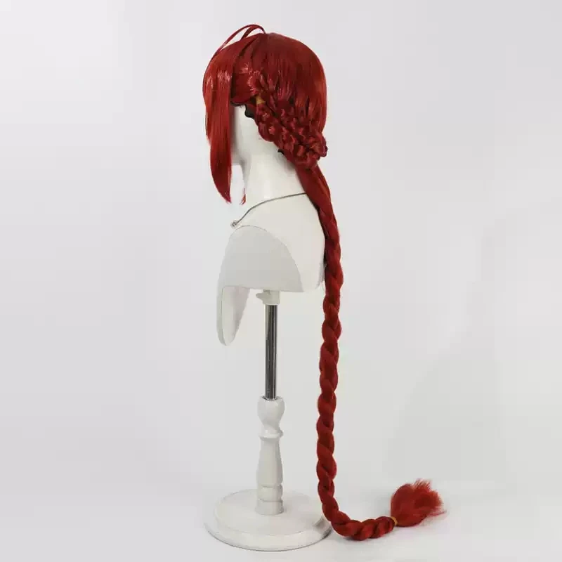 Twisted Wonderland Riddle Rosehearts Cosplaypruik 120 cm lang rood gevlochten hittebestendig synthetisch haar