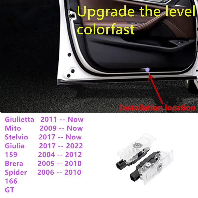 

2pcs For Alfa Romeo Giulia 952 Tonale Mito Stelvio 949 Spider 159 166 GT LED Car Door Welcome Light Laser Projector Emblem Logo