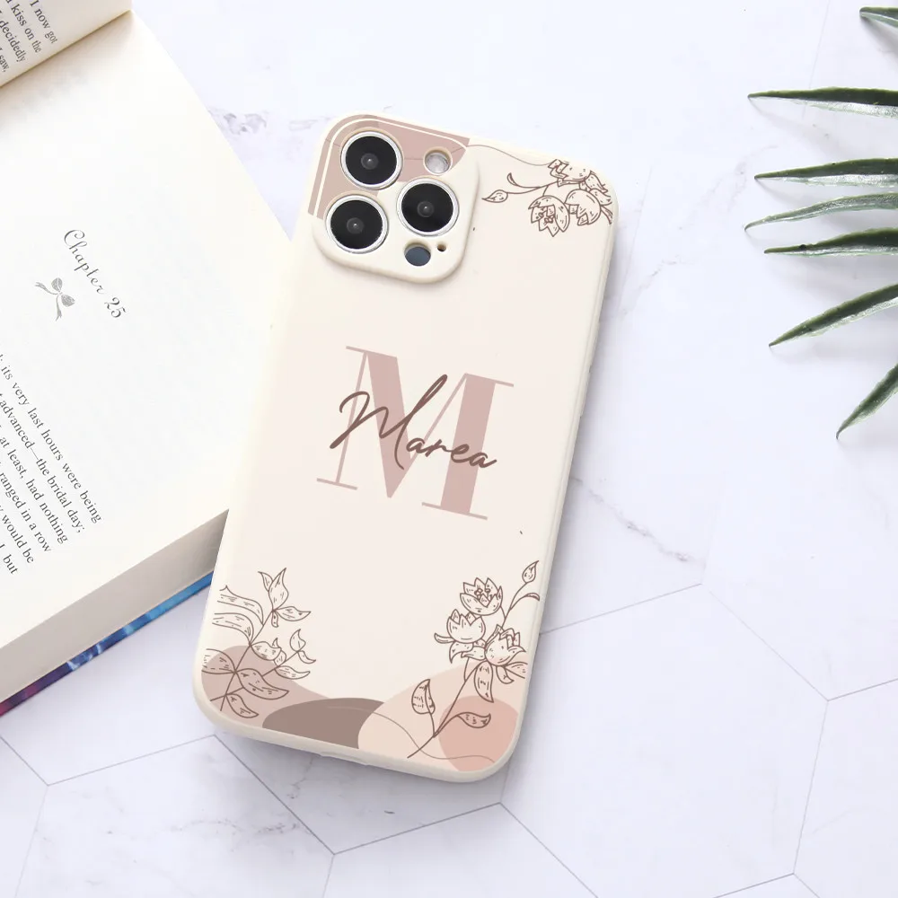 Custom Simple Style Flower Phone Case for iPhone 15 14 13 12 11 Pro Max X XR XS 7 8 Plus Mini Personalized Silicone Soft Cover