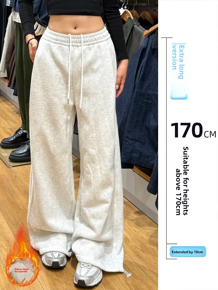 

Женские спортивные повседневные брюки больших размеров с высокой талией, на флисовой подкладке, осенне-зимние, теплые, свободные, широкие штаны-джоггеры для города