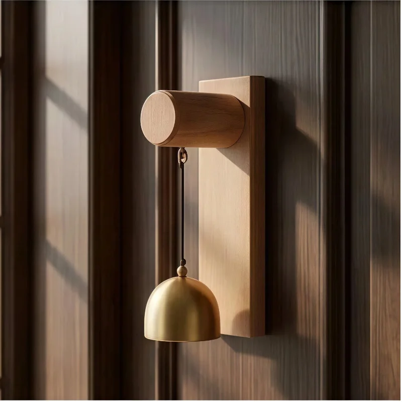 Wooden Entry Alert Bell, Self-adhesive Door Chime for Home & Shop, Easy Stick-on Installation, Nice Sound to Remind Guest