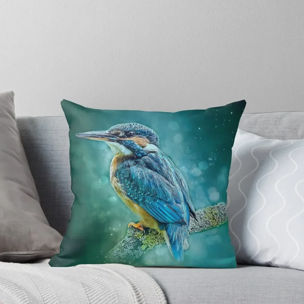 Alert Kingfisher Throw Pillow Decorative Sofa Cushion autumn decoration Embroidered Cushion Cover Sofa Cushion Cover Pillow