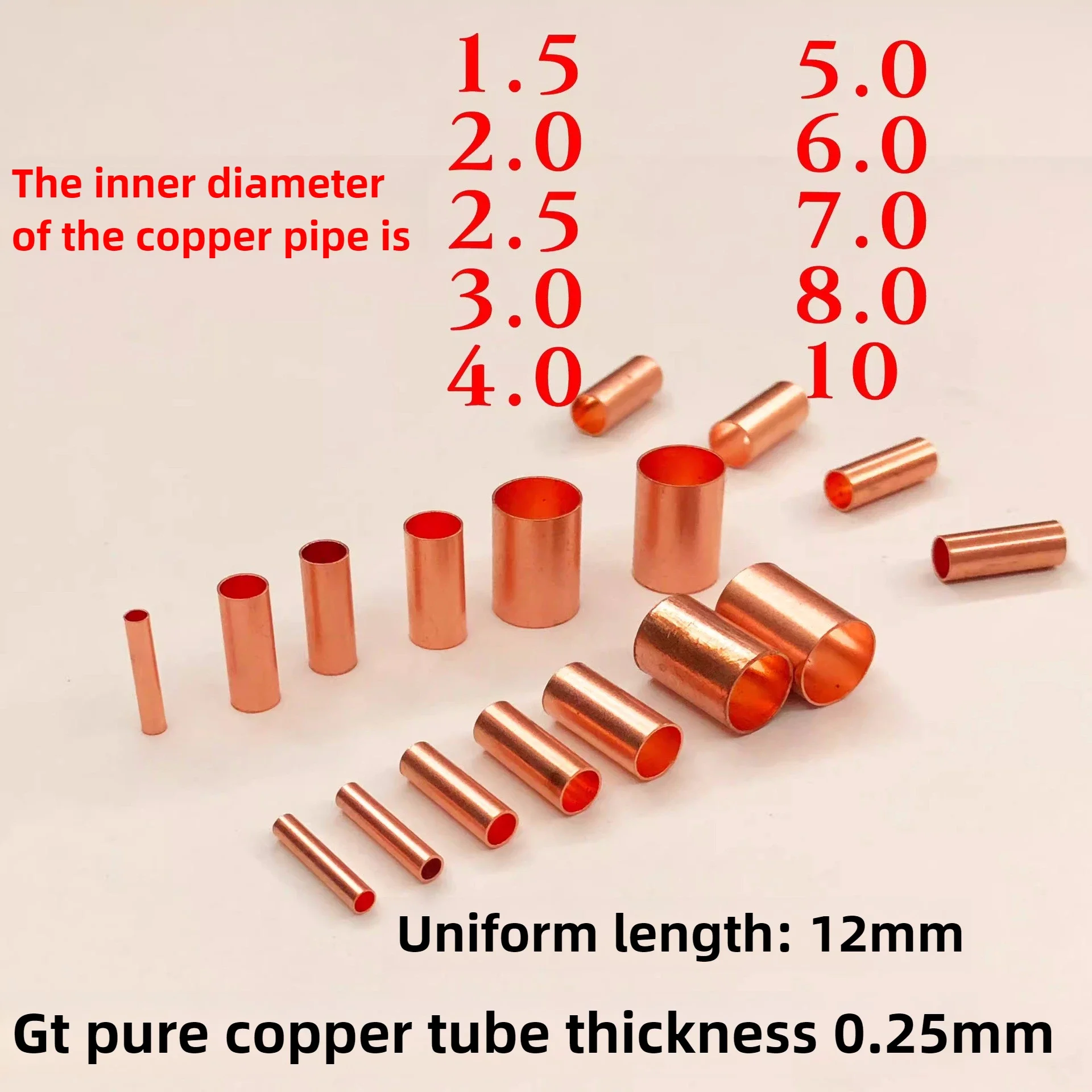 

GT Small Copper Wire Connector Tubes - Purple Copper Joining Tubes for Electrical Terminals