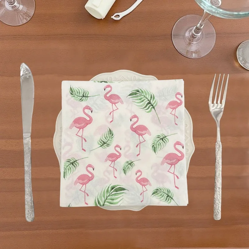 10/20pcs 33cm 2Layer Hawaiian Pink Flamingo Pattern Party Printed Towels Pool Outdoor Party Colorful Towels DIY Decoupage Paper