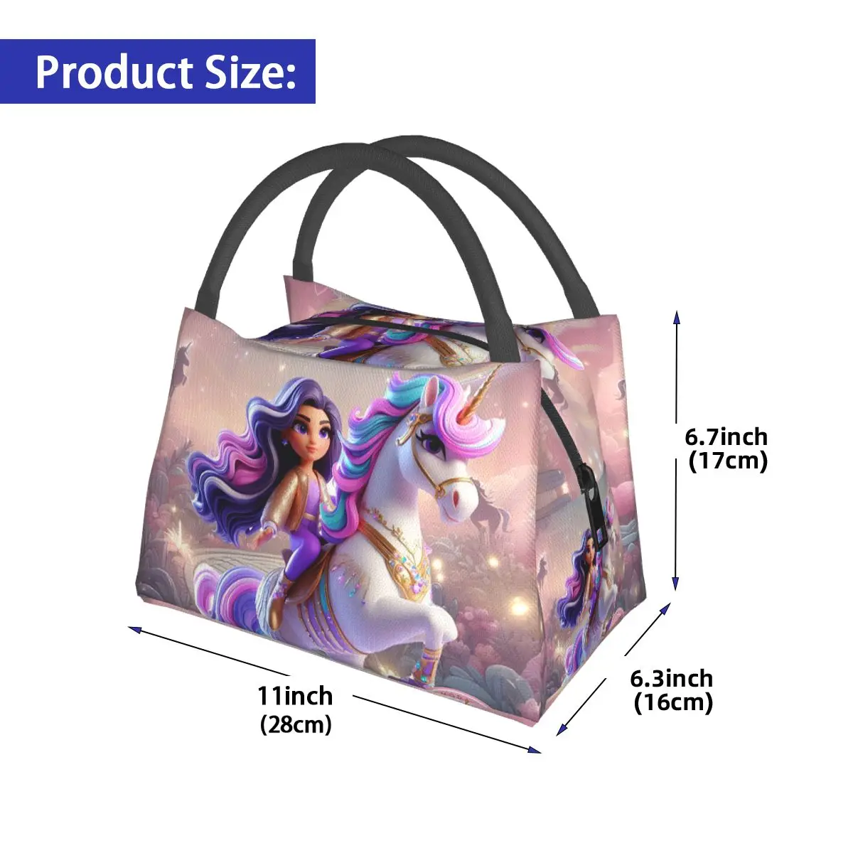 Unicorn Academy Insulated Lunch Bag for Women Kids Portable Food Boxes Thermal Lunch Box Tote