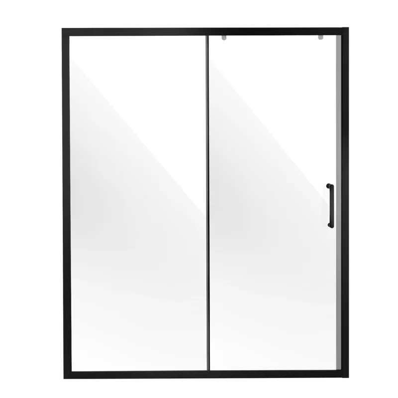 

Semi-Frameless Shower Door 57.7-59 x 70 in Tempered Glass 1/4 in Matte Black