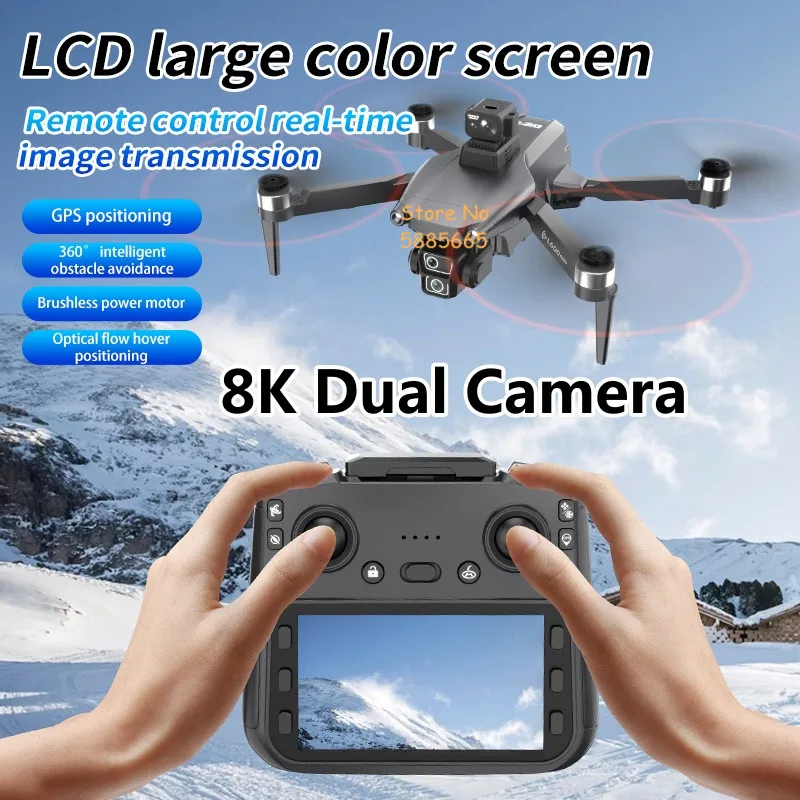 Professional 5G LCD Screen Brushless 8K GPS FPV RC Drone 3KM One Key Return 360° Obstacle Avoidance Remote Control Quadcopter