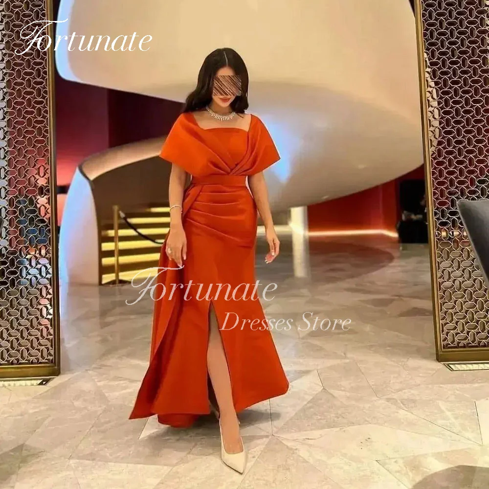 Customized Soft Satin Mermaid Evening Dresses Off Shoulder Side Split Formal Dress with Skirt Dubai Prom Party Gowns 2025