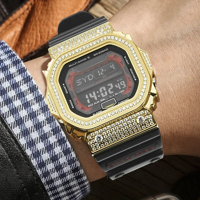 Daimond กรอบโลหะดัดแปลงหรูหราสำหรับ GX56BB GXW-56 Mod Kit กรอบสแตนเลสสำหรับ GX 56อะไหล่นาฬิกาด้วยเครื่องมือ