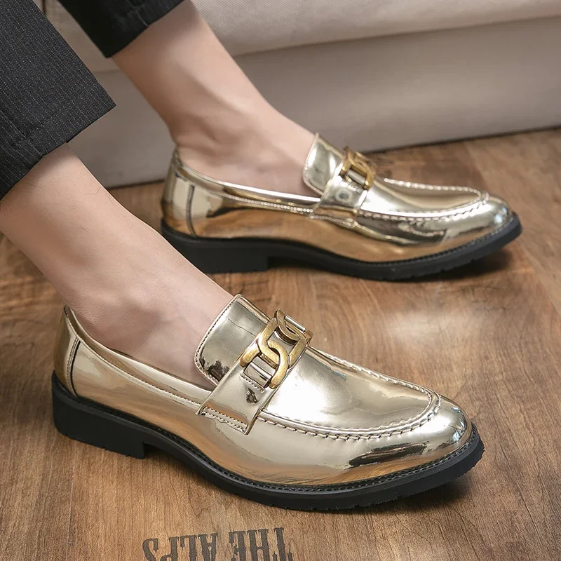 Gold Black Men Dress Formal Wedding Shoes Large Size 45 46 47 48 Mens Casual Comfortable Casual Loafers Spring Gentleman Shoes