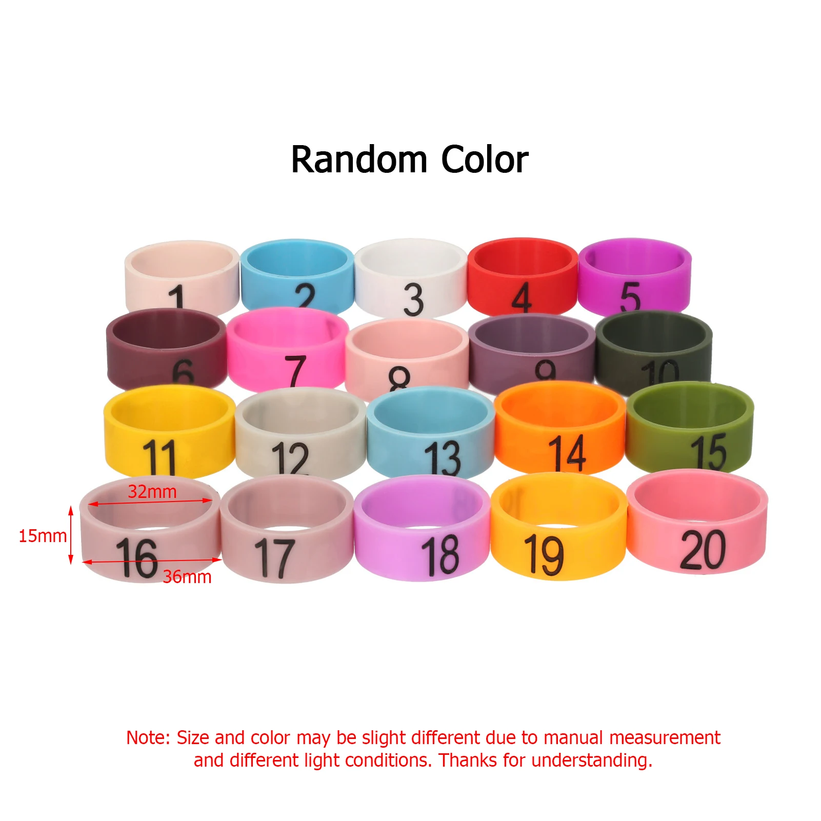 20 PCS Microphone Colored ID Rings Number 1 to 20 Multicolor Soft Silicone Ring for Distinguishing Different Microphones (Random