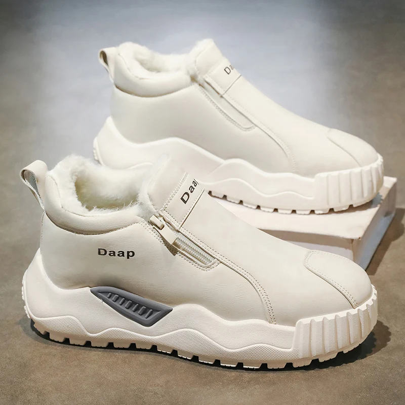 

Winter Fashion Leather Boots with Fur Warm Man Snow Boots Lightweight Men Cotton Boots Designer Mens Work Boots Outdoor Sneakers