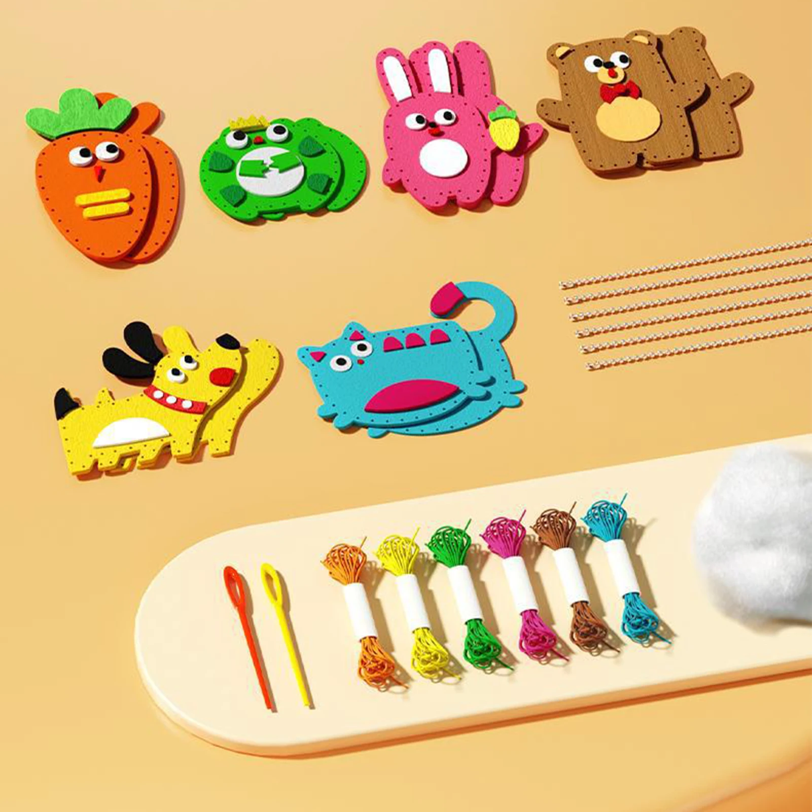 Kit d'artisanat d'animaux aléatoires, ensemble de couture éducatif, kits d'artisanat en feutre pour enfants, ensemble d'artisanat et de couture pour enfants de 8 à 12 ans