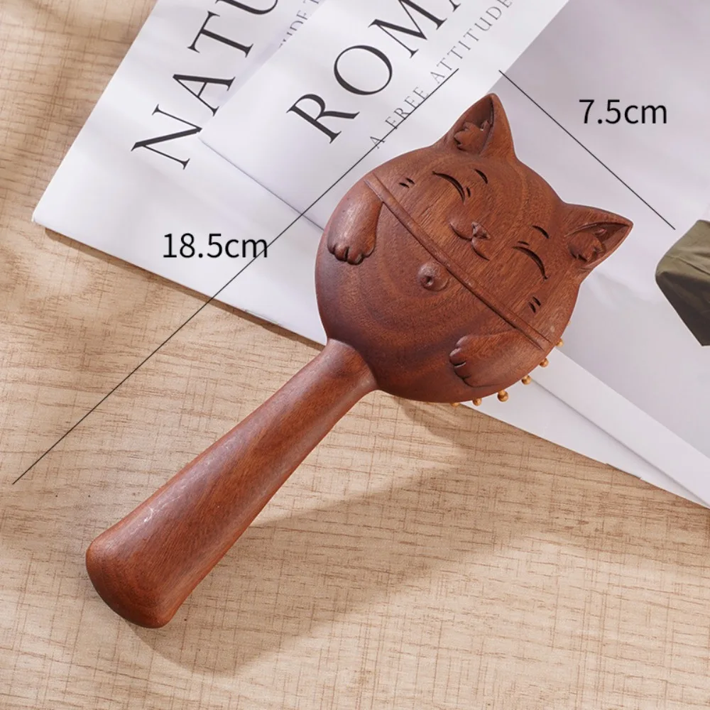 New Fox Cat Shape Sandalwood Hair Comb Relieve Scalp Air Cushion Airbag Comb Anti Static Portable Massage Comb Hair Care