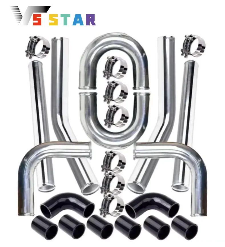 

Высококачественный алюминиевый полированный 2,5-дюймовый турбоинтеркулер с U-образной трубой, силиконовый комплект зажимов для муфты EGR-1047, новинка