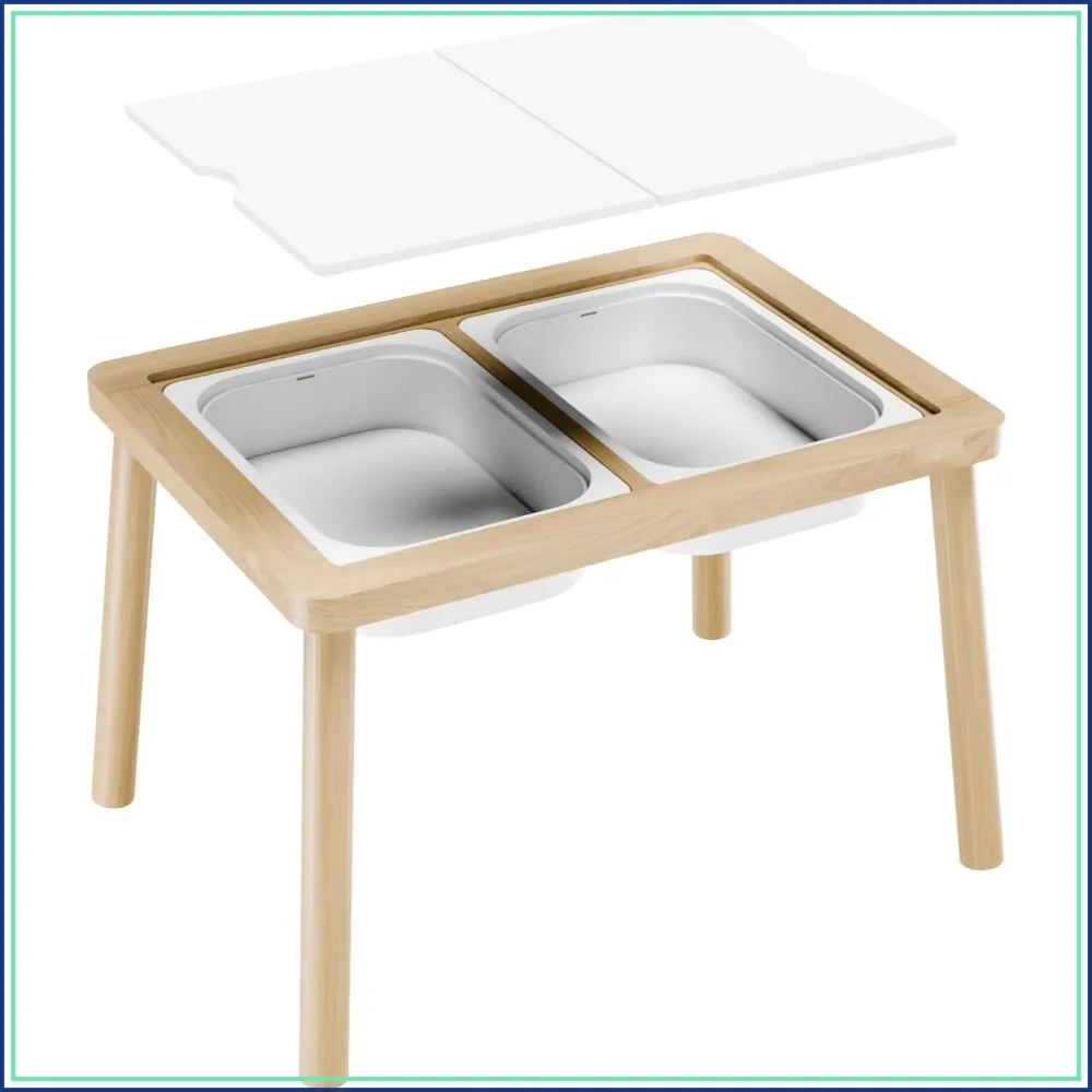 

Sensory Activity Table with Bins, Wooden Play Table, Montessori Table, Chalk Board and Whiteboard