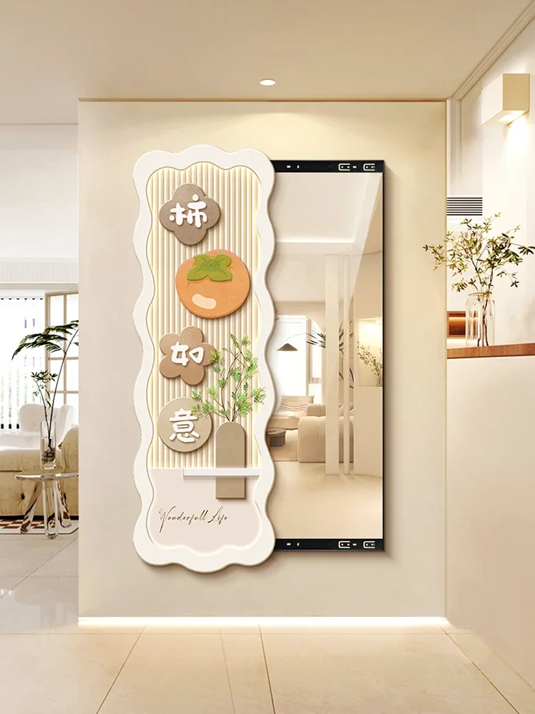 Cream wind full-length mirror push-pull closed hidden can block wall hanging porch decorative painting