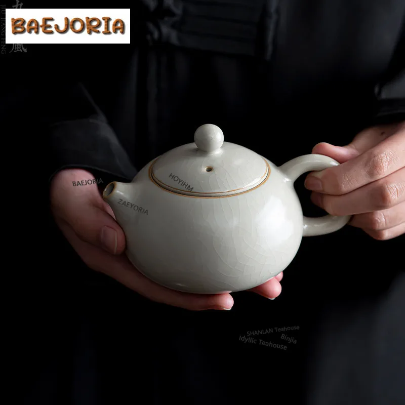 Tetera de Cerámica Beige de 180 ml, Tetera Zen con Infusor, Tetera Doméstica con Filtro, Dahongpao, Artículos de Mesa, Decoración