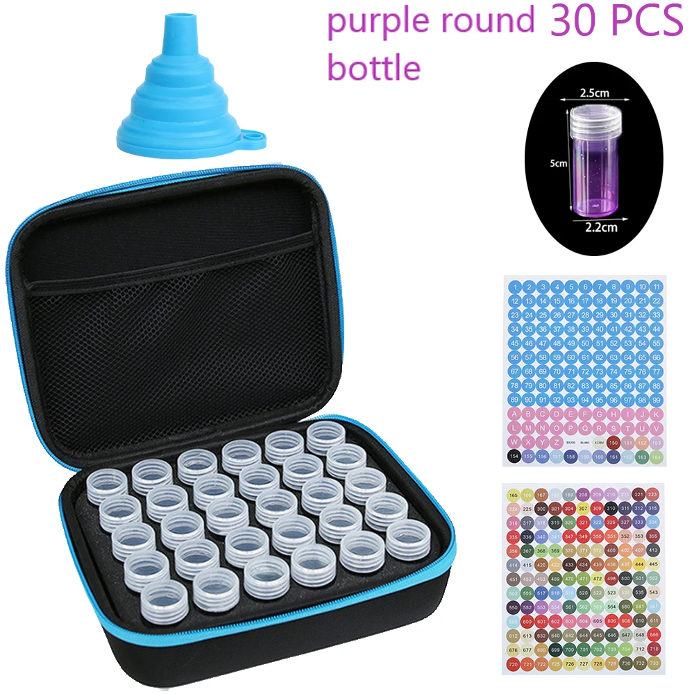 2024 New Diamond Painting Art Tools Accessories Bead Storage Storage Bag Plastic Purple Storage 30 Bottles Cross Stitch Clay Kit