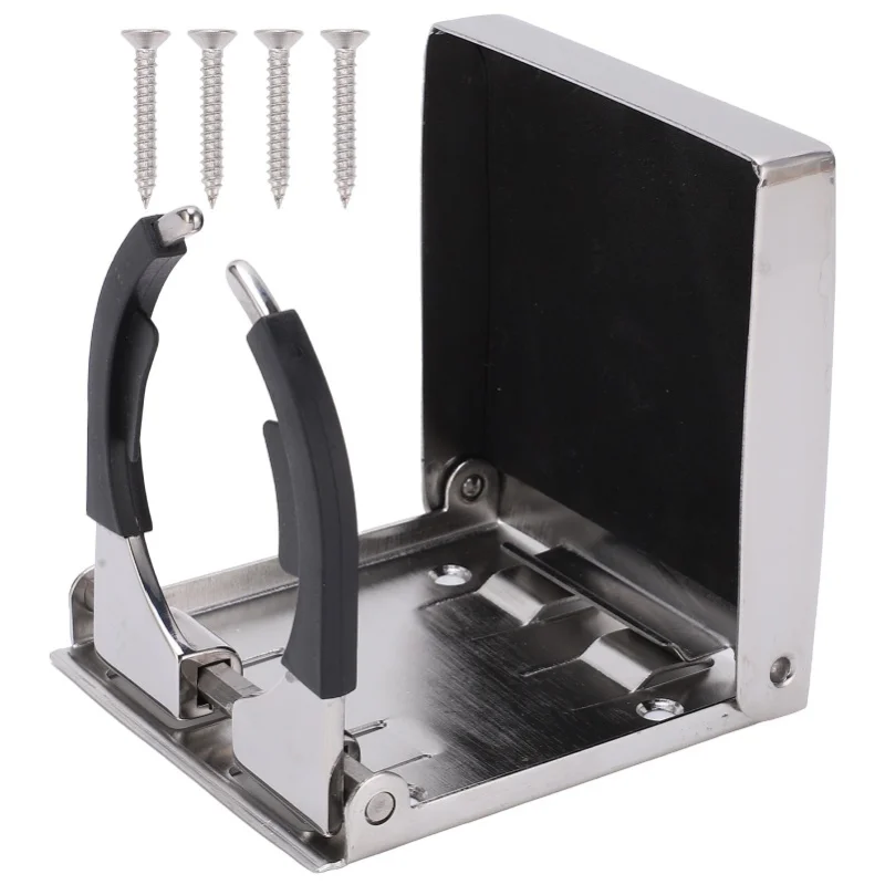 

Stainless Steel Folding Drink Holder With Mount Screws Universal Cup Holders For Marine Boat