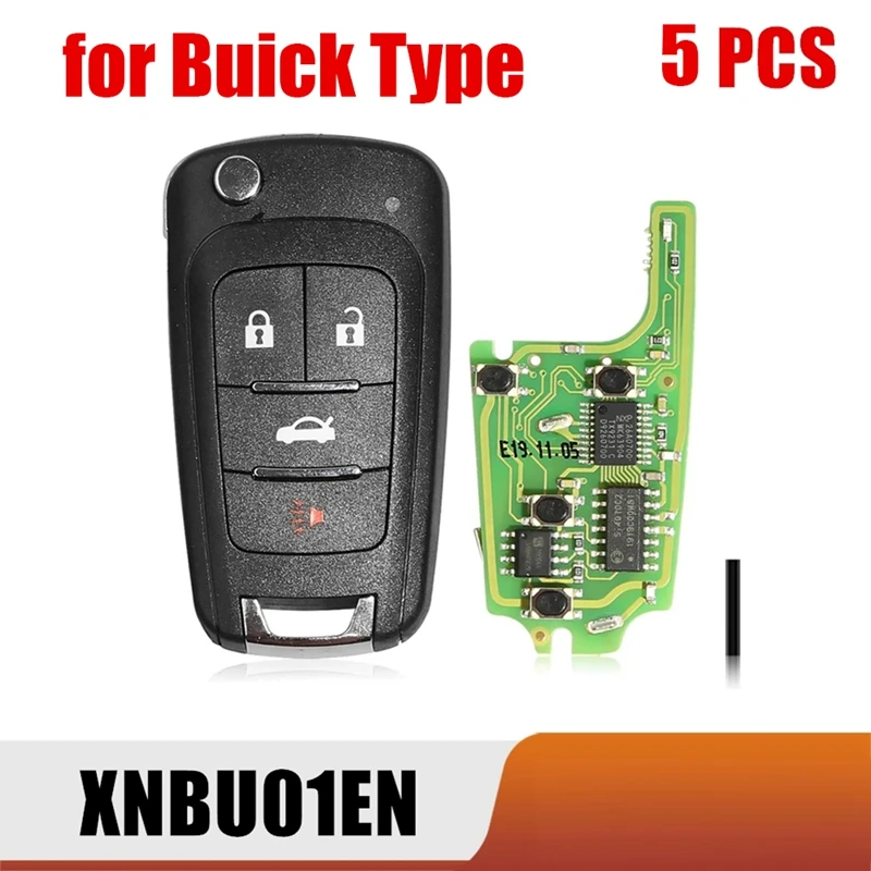 Xhorse XNBU01EN Universal Wireless Remote Key Fob Flip 4 Button For Buick Type For VVDI Key Tool 5Pcs/Lot