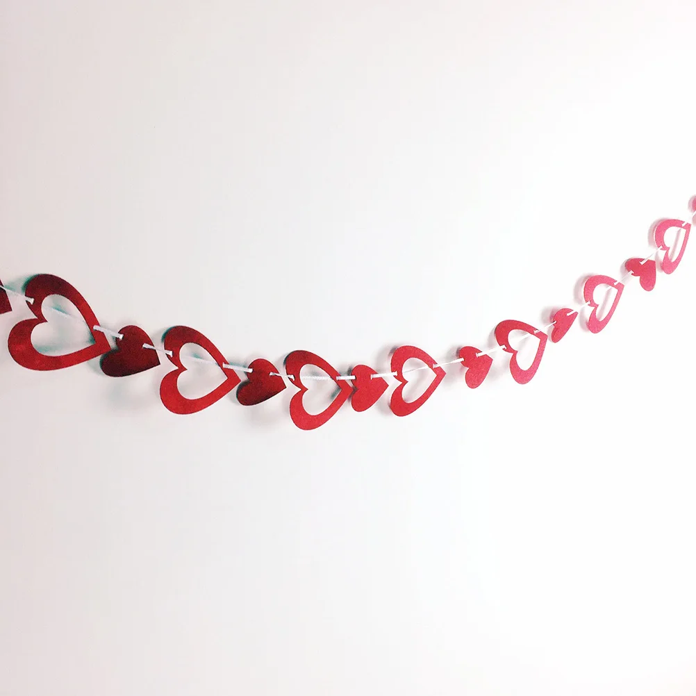

3 Meters Red Heart Banner Garland Non-Woven Valentines Day Party Decor Love Heart Shaped Valentine Banner Backdrop