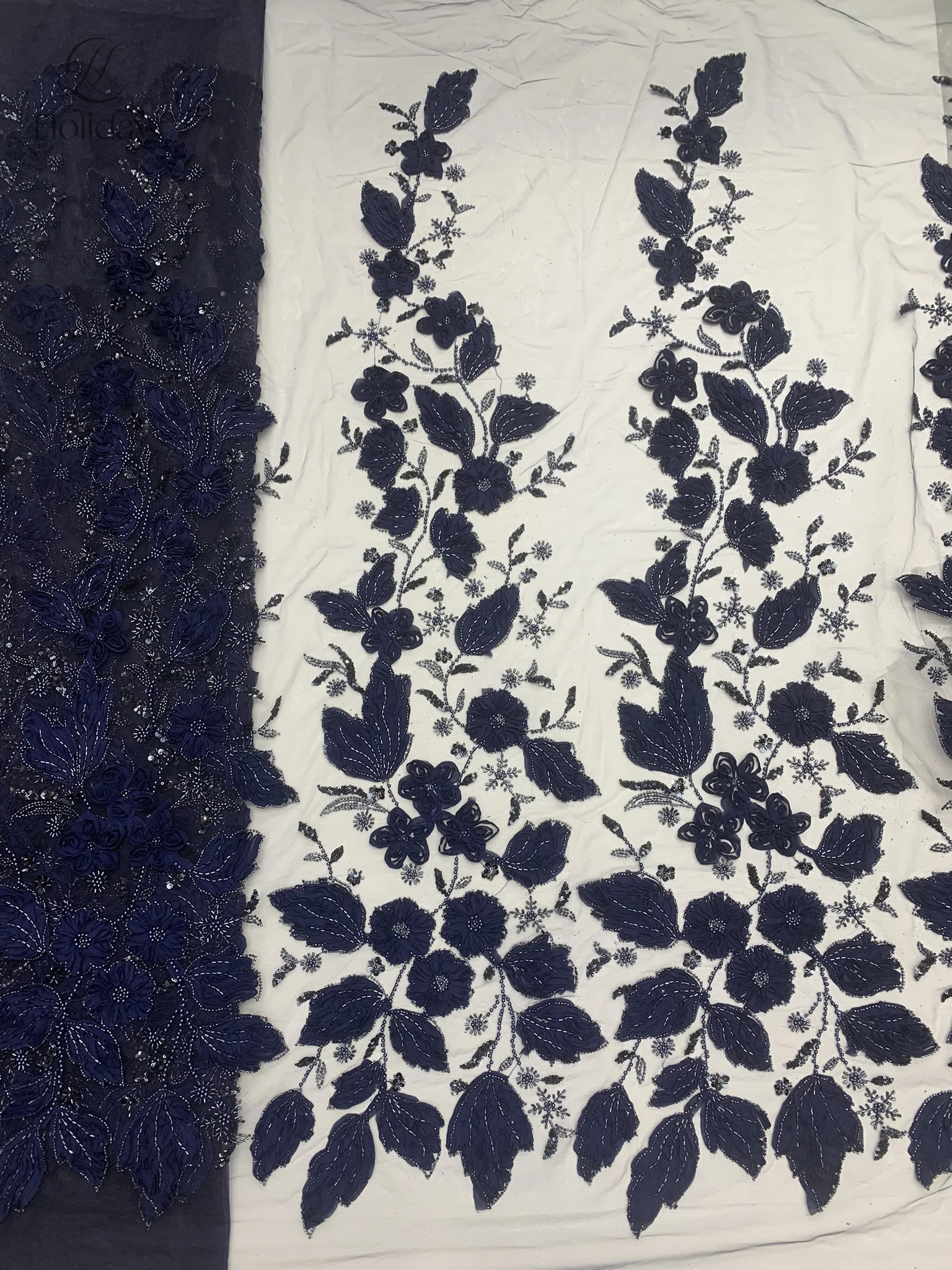 Kain Renda 1 atau 3 Yard Kualitas Tinggi Kain Renda Jaring Perancis Manik-manik Renda Afrika Pesta Pernikahan Kain Renda Sifon