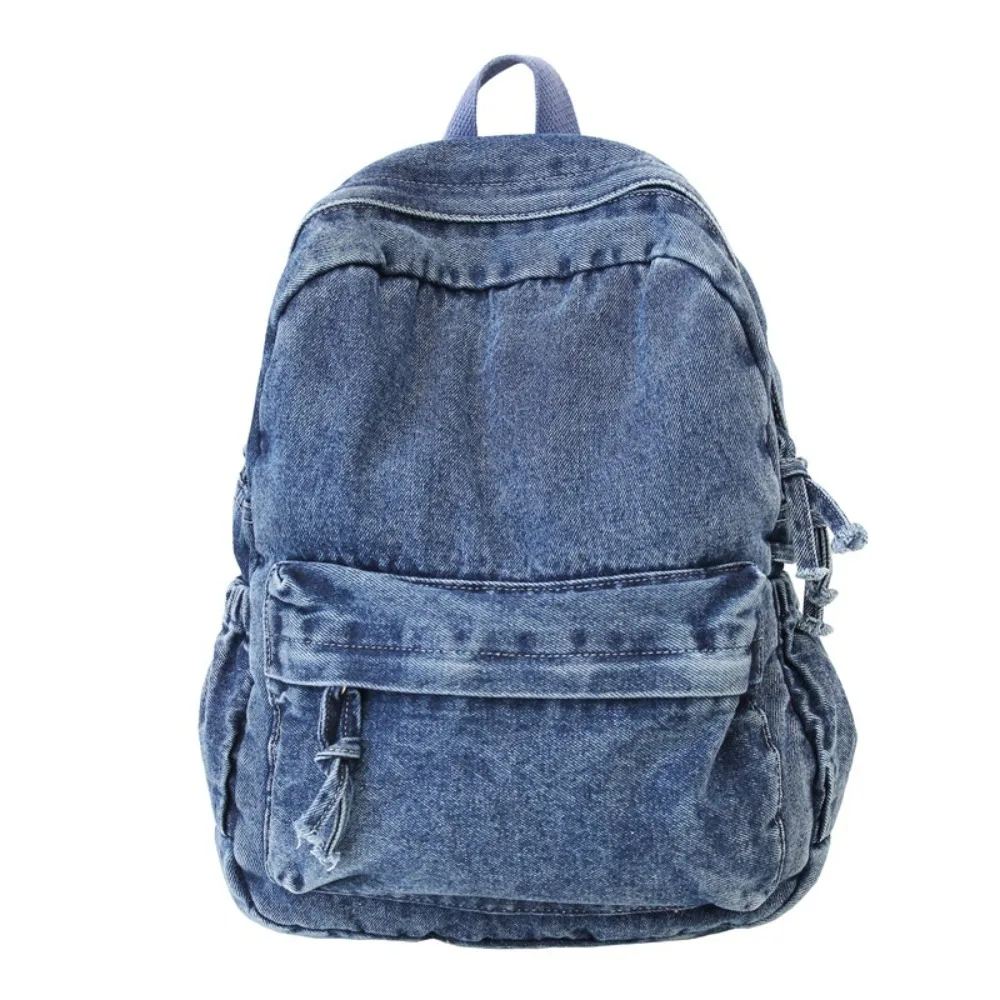 Simple Y2K Denim Backpack Japanese Style Street Style Vintage Handbag Shopping Bag Large Capacity Solid Crossbody Bag Women&Men