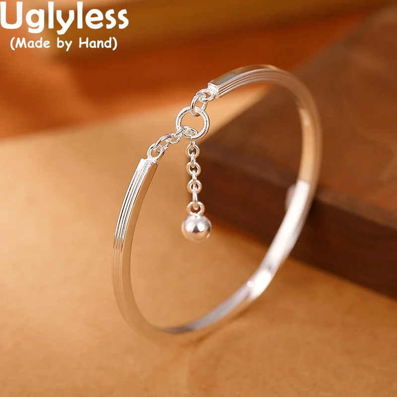 

Uglyless Real Solid 999 Full Silver Twist Bangles for Women Handmade Polished Square Bangle Rectangle Charms Bracelets Bijoux