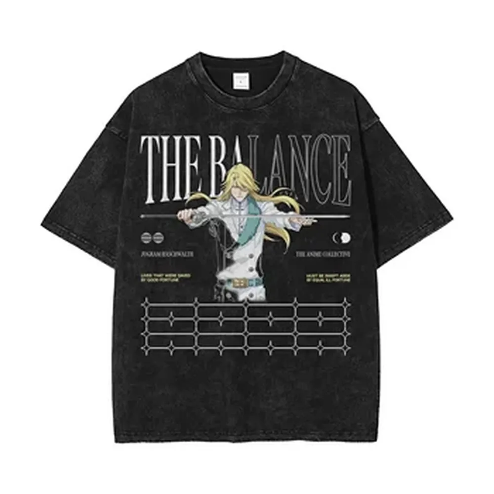 Jugram Haschwalth BLEACH T-shirt Anime Vintage Washed T Shirt Men Clothing Summer Oversized Short Sleeve Cotton Soft Tees Tops