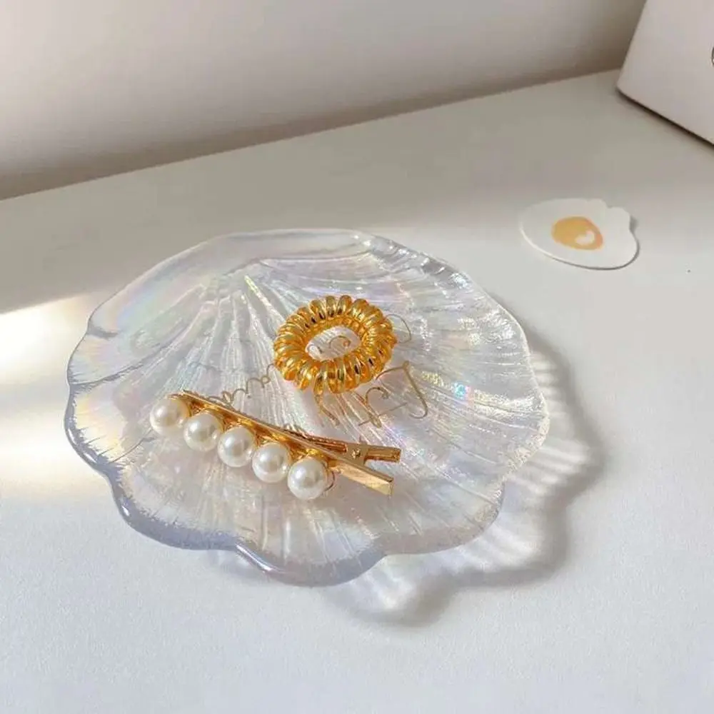 

Trendy Glass Jewelry Display Plate Shell Shape Jewelry Organizer Ornament Storage Plate Nordic Style Necklace Holder Women