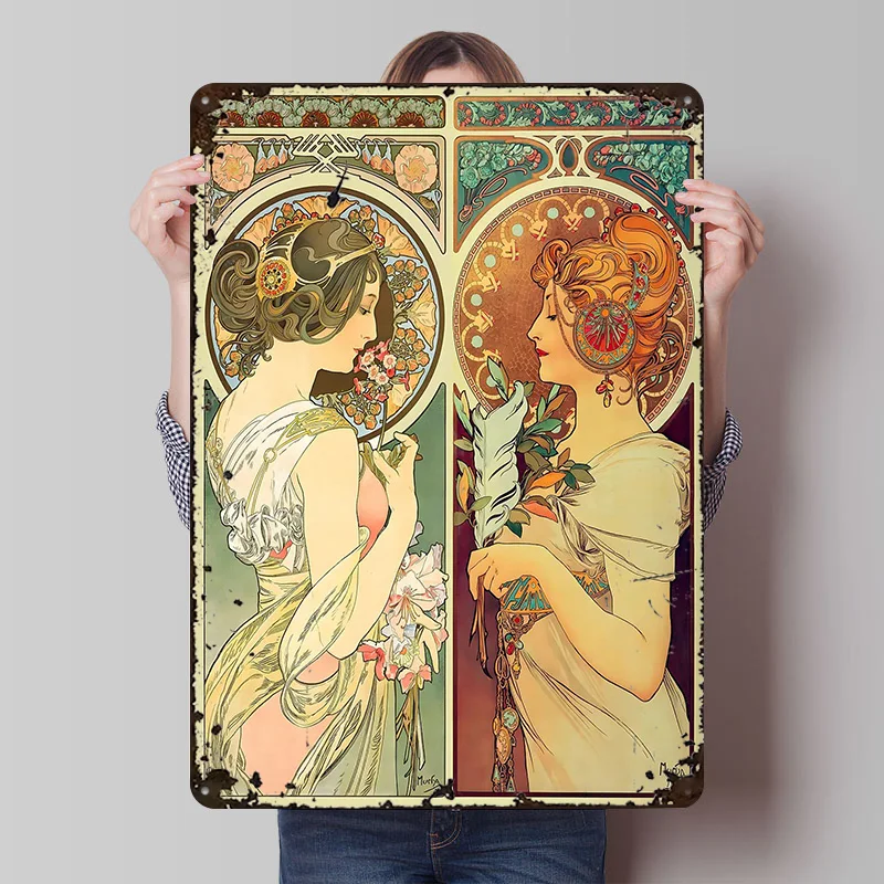 La Primevere and La Plume ملصق معدني علامات معدنية جدار الفن المرآب زينة مخصصة تين تسجيل للديكور المنزل ديكور عتيق